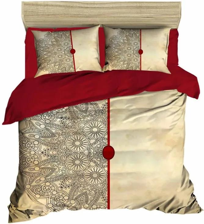 Lenjerie de pat cu cearșaf Mandala Beige Half, 200 x 220 cm