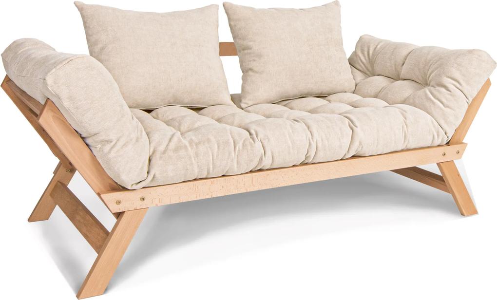 Canapea din lemn de fag Allegro Cream 170x83x80 cm
