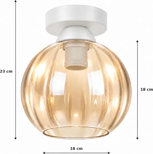 BRILAGI - Plafonieră LED R GLASS 1xE27/60W/230V Ø 18 cm alb/bej fumuriu