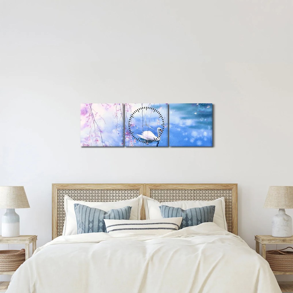 Tablou - Lacul magic (cu ceas) (90x30 cm)