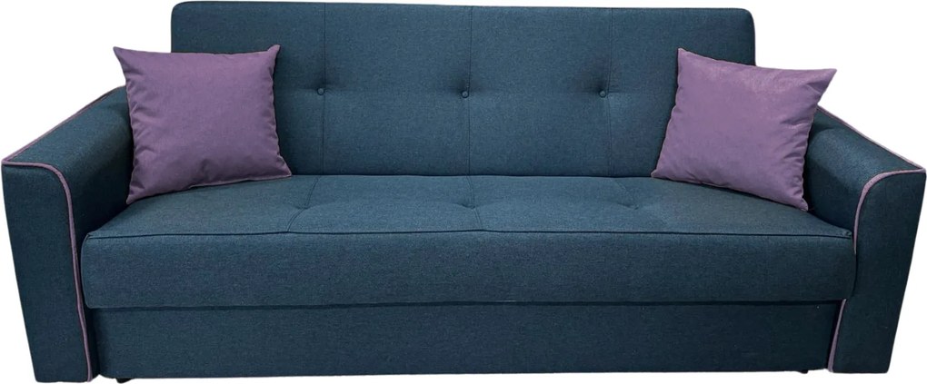 Canapea VERA extensibila, 3 locuri, lada de depozitare, stofa bleumarin + mov, 225x90x90 Bleumarin + Mov, Stofa