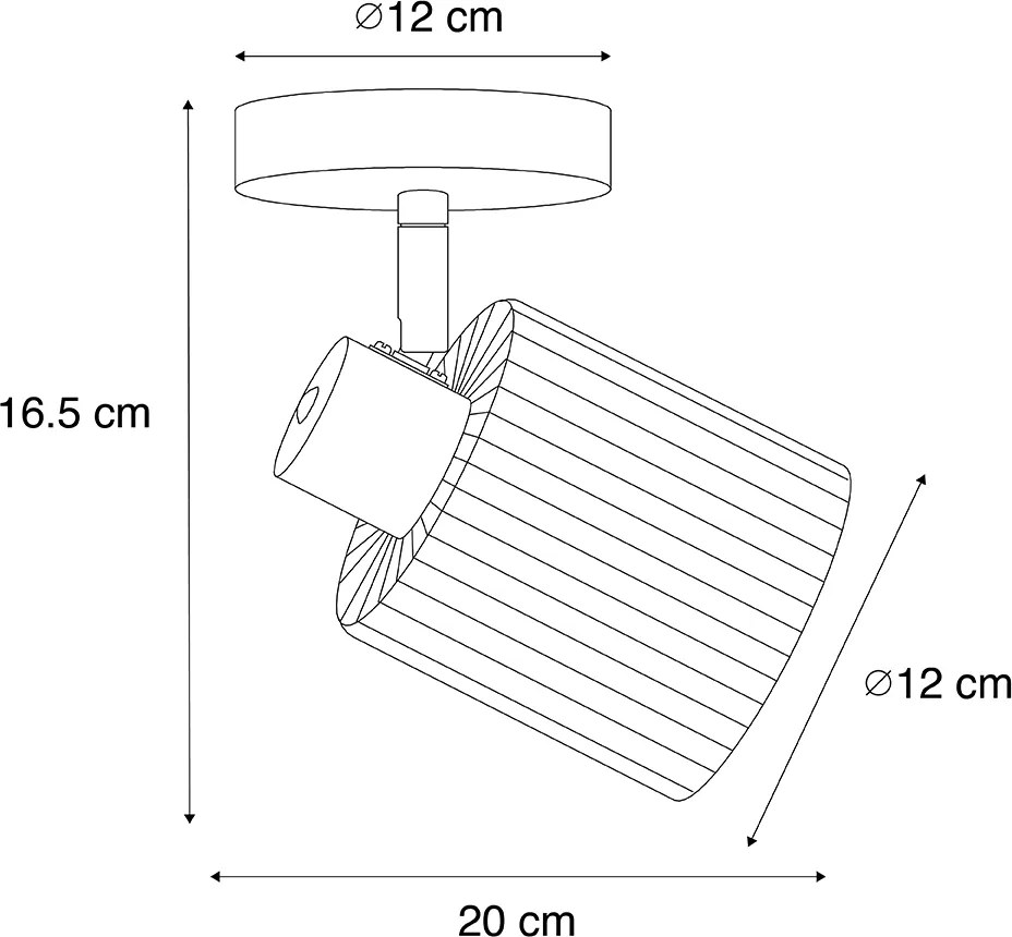 Spot de tavan Art Deco negru cu sticlă fumurie reglabil - Laura