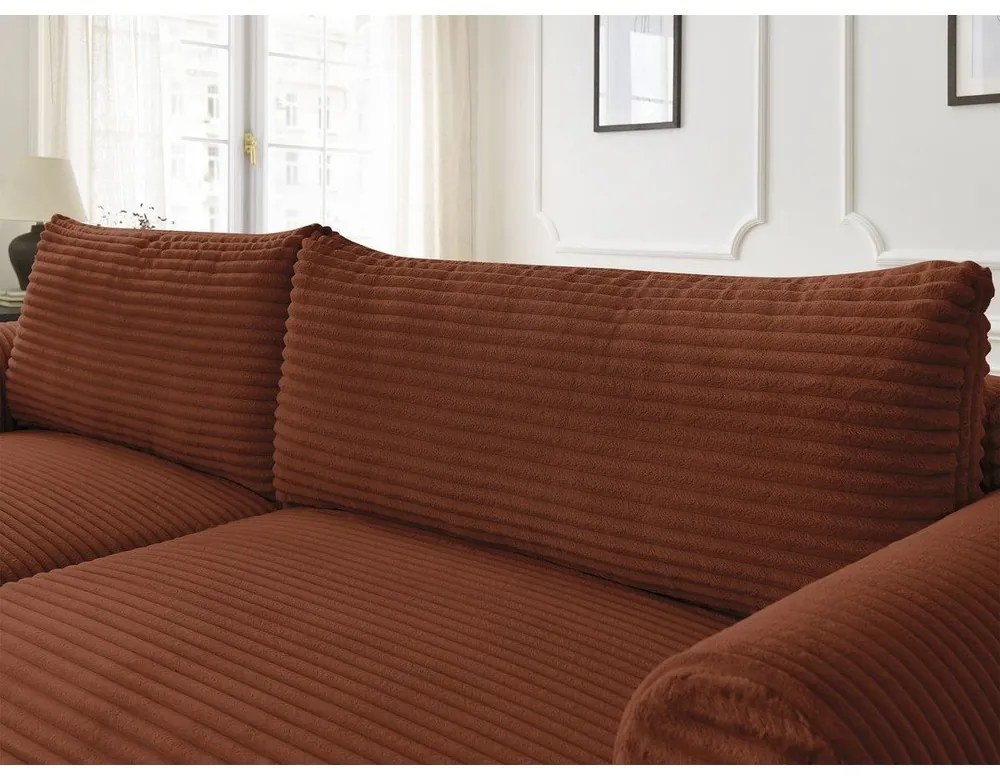 Colțar cărămiziu extensibil cu tapițerie din catifea reiată (cu colț pe partea stângă ) Lucien – Bobochic Paris