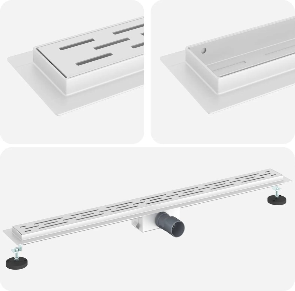 vidaXL Drenaj pentru duș cu design pe linie Argintiu 90 cm