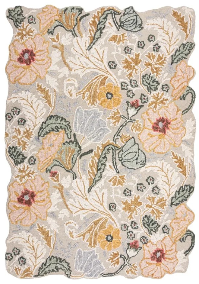 Covor roz deschis țesut manual din lână 200x290 cm Daphne Shaped Floral – Flair Rugs