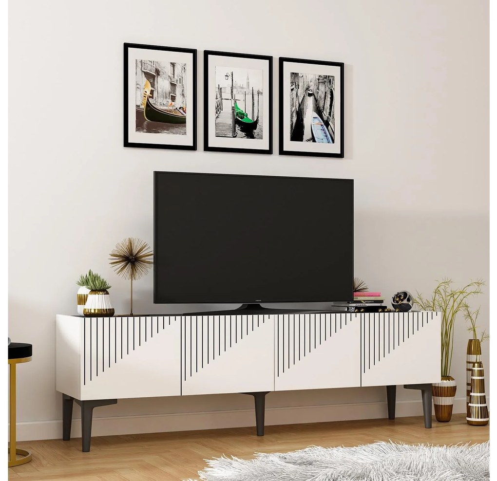 Masă TV/Dulap Tomune 4 (alb + negru) . 1095229