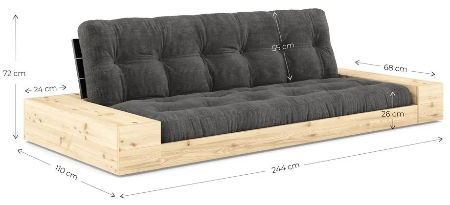 Canapea maro închis extensibilă 244 cm Base – Karup Design