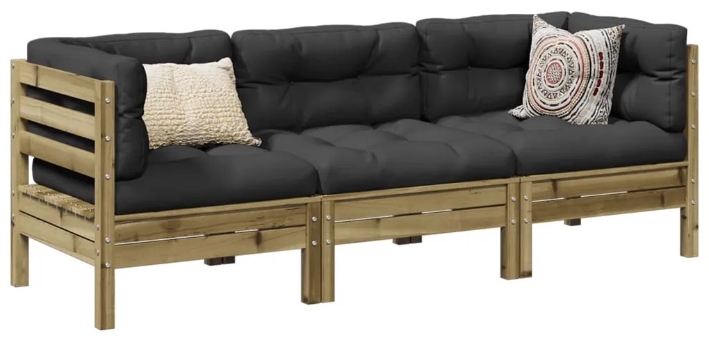 vidaXL Set mobilier de grădină cu perne, 5 piese, lemn de pin tratat