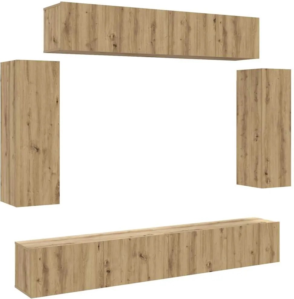vidaXL Set dulap TV 6 piese montat pe perete Stejar artizanal