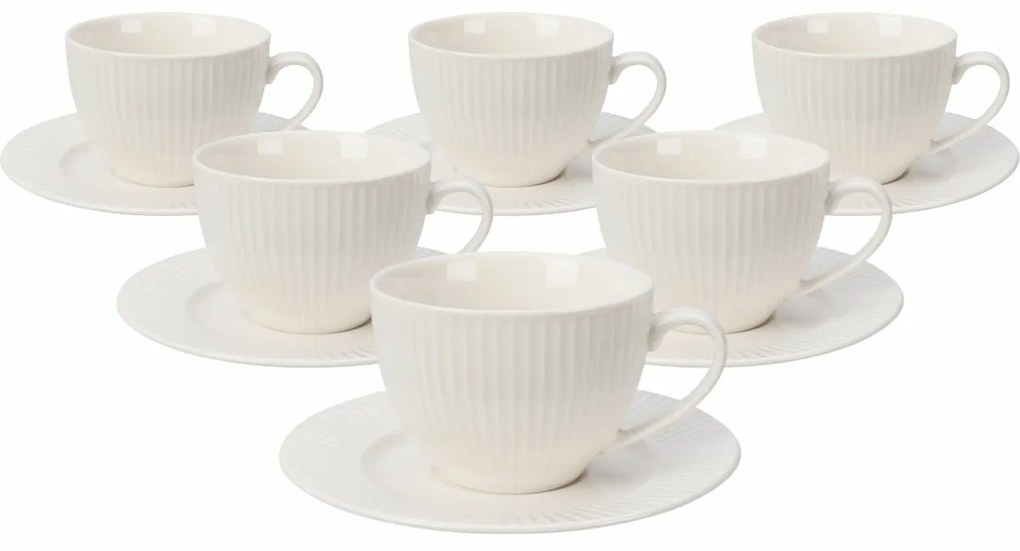 Set of 6 porcelain cups with saucers Linie 240 ml