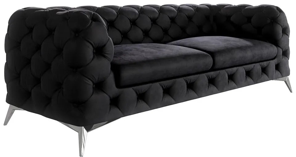 Canapea neagră cu tapițerie din catifea 225 cm Chelsea – Ropez