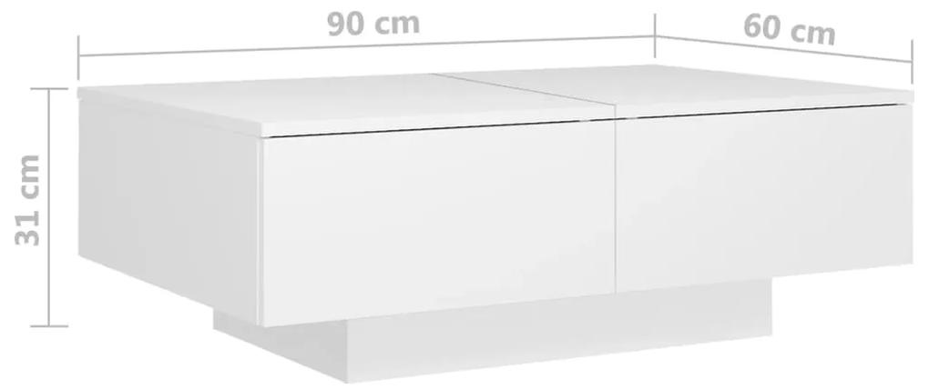 Masuta de cafea, alb, 90x60x31 cm, PAL 1, Alb