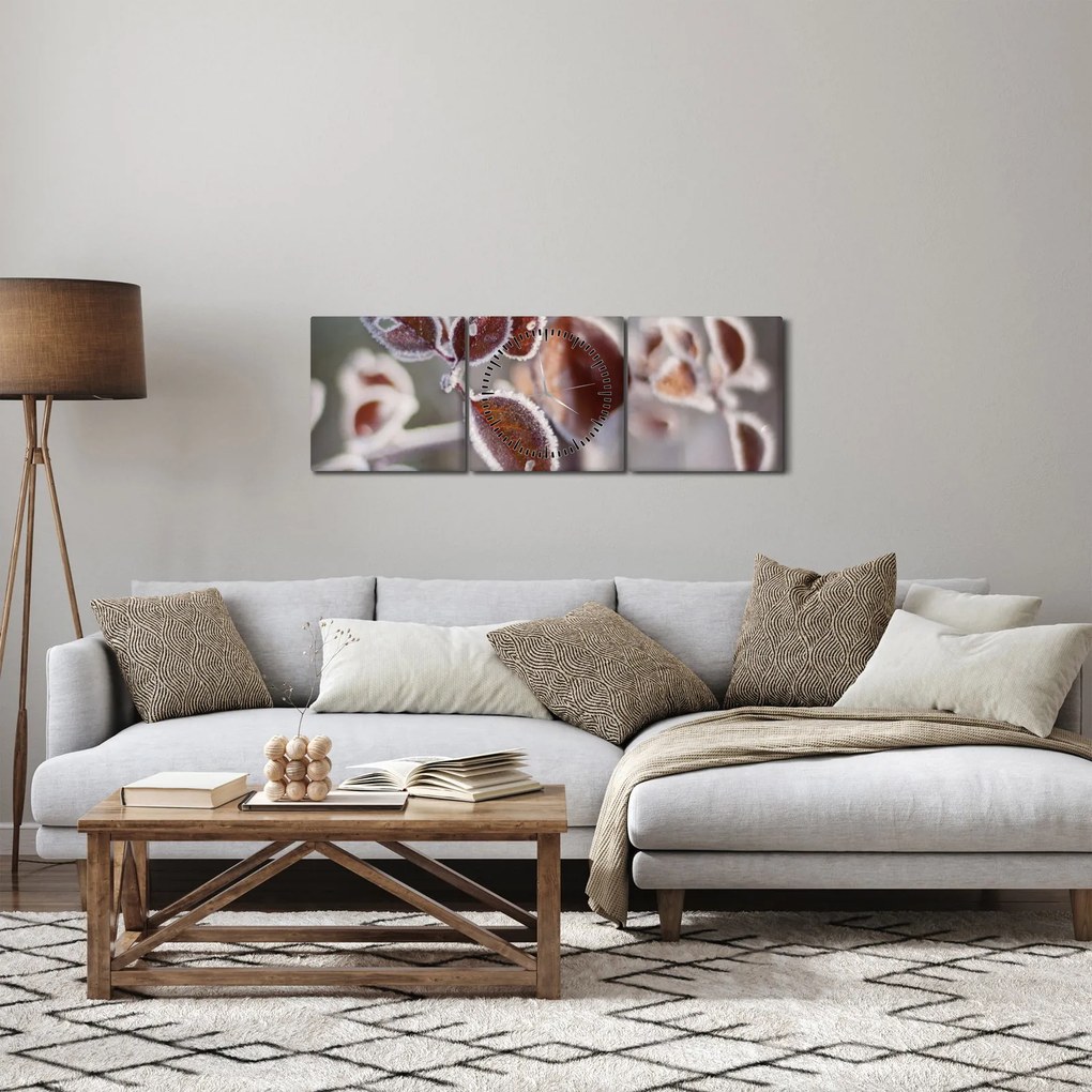 Tablou - Detaliu frunze (cu ceas) (90x30 cm)