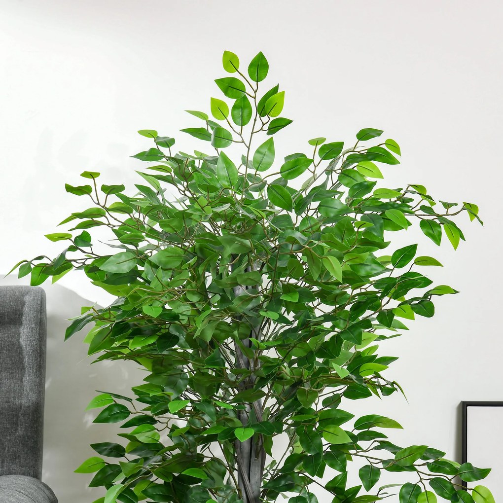 HOMCOM ficus artificial, ghiveci inclus, 135 cm, verde | Aosom Romania