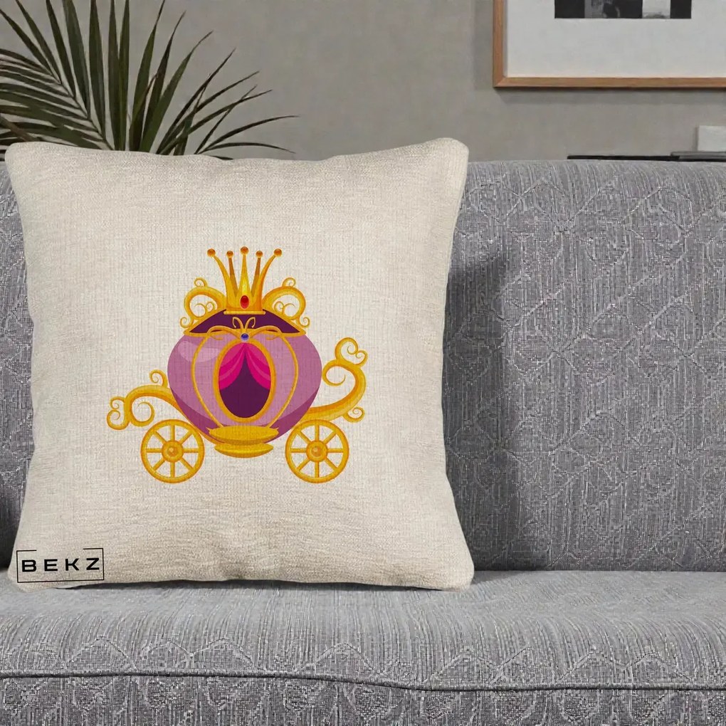 Perna Decorativa Trasura Regala Aurie, 40x40 cm, Bej Canapea, Husa Detasabila, Perna Inclusa, BEKZ®
