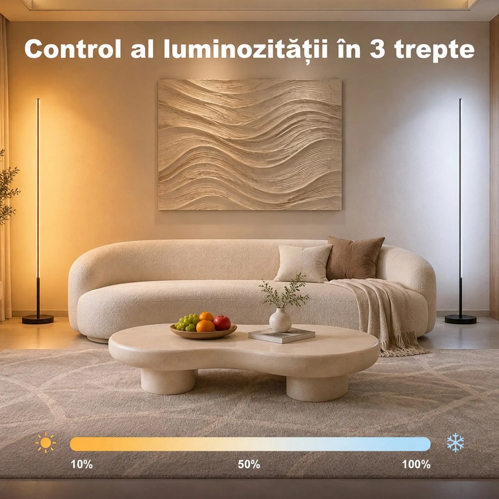 HOMCOM Set 2 lămpi de colț LED, 1450 lm, cu întrerupător, negru | Aosom Romania