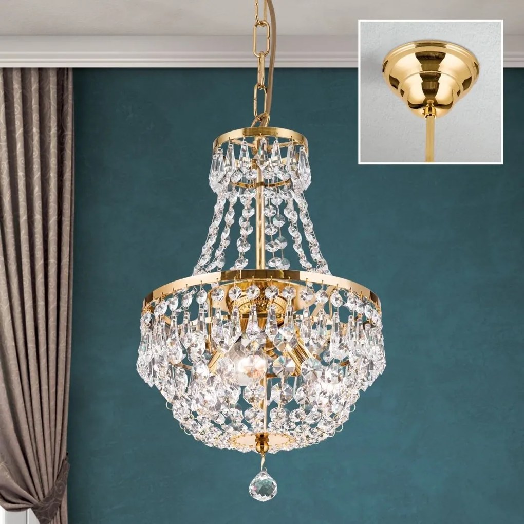 Candelabru cristal design lux Sheraton D-25cm 3L gold plated