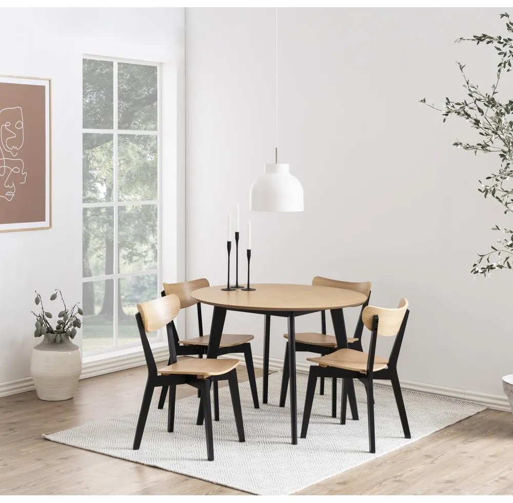 Masă dining în decor de stejar Actona Roxby, ø 105 cm