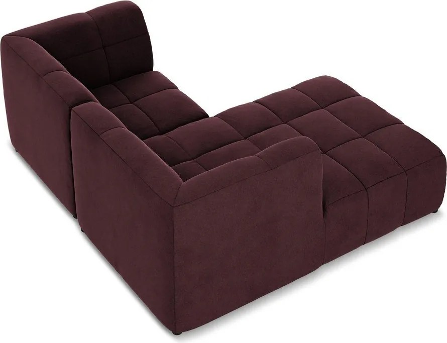 Colțar burgundy cu tapițerie din catifea (cu colț pe partea stângă/cu șezlong) Aloha – Makamii