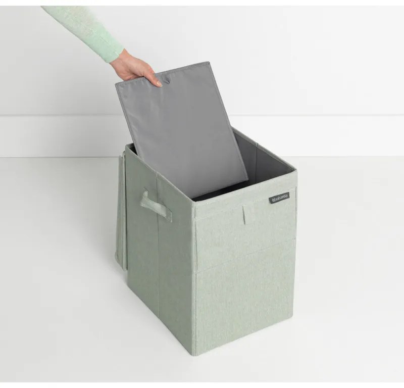 Cos de rufe stivuibil Brabantia 1000829, 35 l, Deschidere frontala, Capac larg, Pliabil, Verde