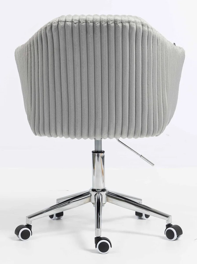 HR832K Scaun Gri Teddy Cord cu Bază Cromata