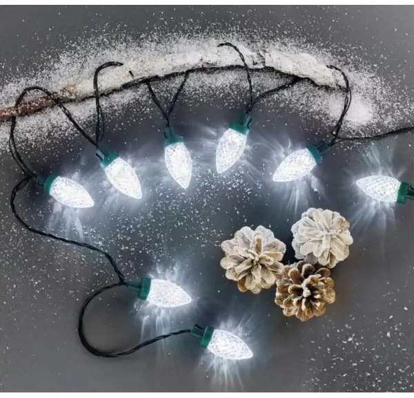 Ghirlandă luminoasă LED de exterior, 50 LED-uri, 8 funcții, 14,8 m, IP44, alb rece