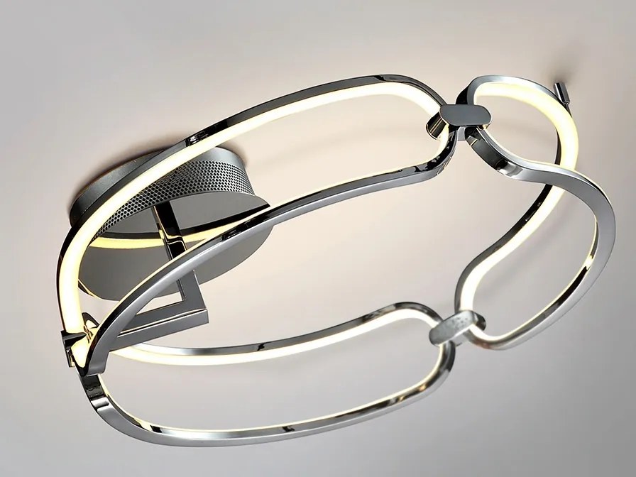 Lustra LED aplicata design ultra-modern, dimabila cu telecomanda, 47cm Colette crom