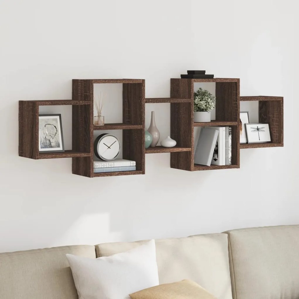 vidaXL Raft de perete, stejar maro, 129x18x42 cm, lemn prelucrat