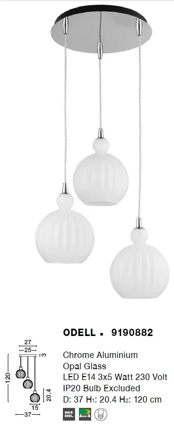 Lustra cu 3 pendule design modern Odell alba NVL-9190882