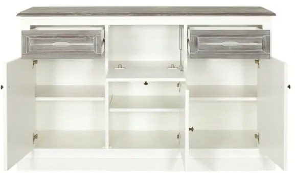 Bufet Cu 2 Usi Si 2 Sertare Cabana Alb Si Antracite, 142.7 Cm