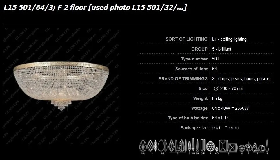 Plafoniera XXL cristal Bohemia L15 501/64/3; F 2 floor