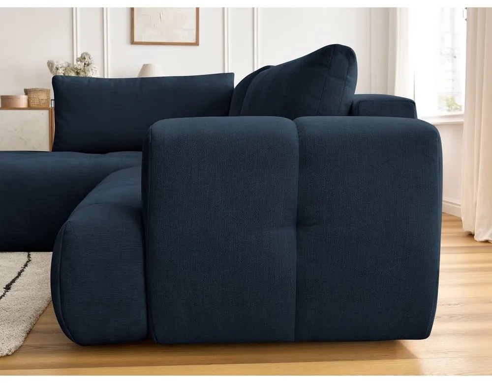 Colțar albastru închis extensibil/cu spațiu de depozitare (cu colț pe partea stângă/în formă de ”L”) Fuji – Bobochic Paris