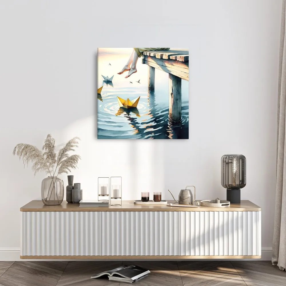 Tablou relaxare pe ponton la lac