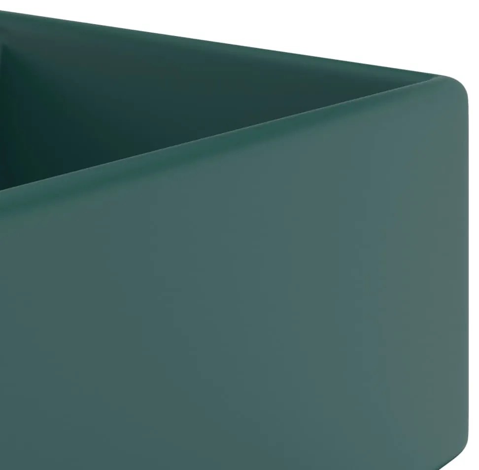 Chiuveta lux preaplin verde inchis mat 41x41 cm ceramica patrat matte dark green