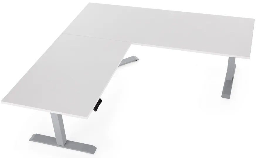 Masa inaltime reglabila OfficeTech Angle, 180 x 200 cm, bază gri, gri deschis