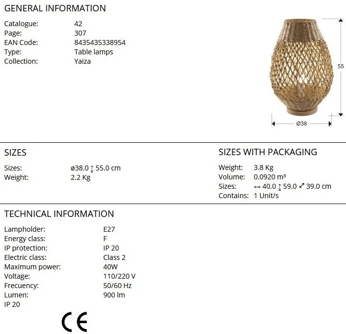 Veioza/Lampa de masa design decorativ Yaiza