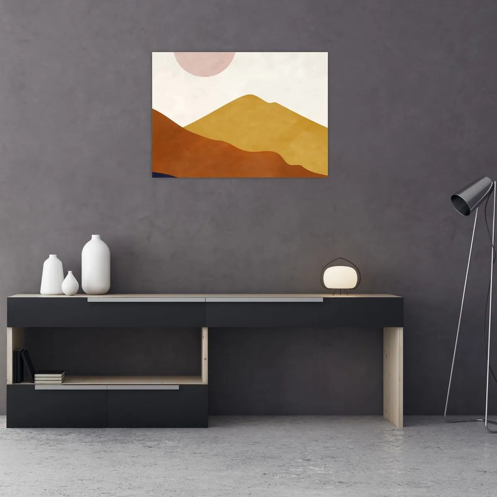 Tablou pe sticlă - Acuarelă munți N⁰1 (70x50 cm)