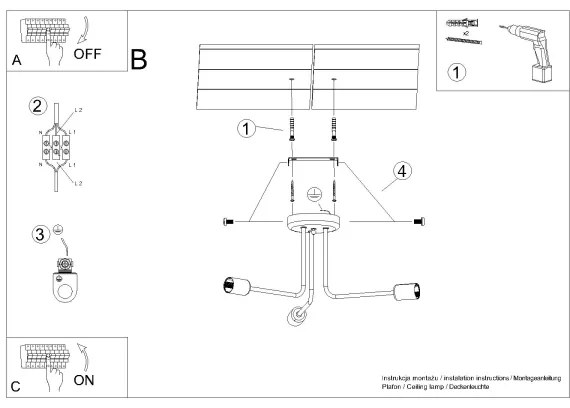Lustră pe tijă Sollux SL.1450 NORAH 3xE27/15W/230V negru