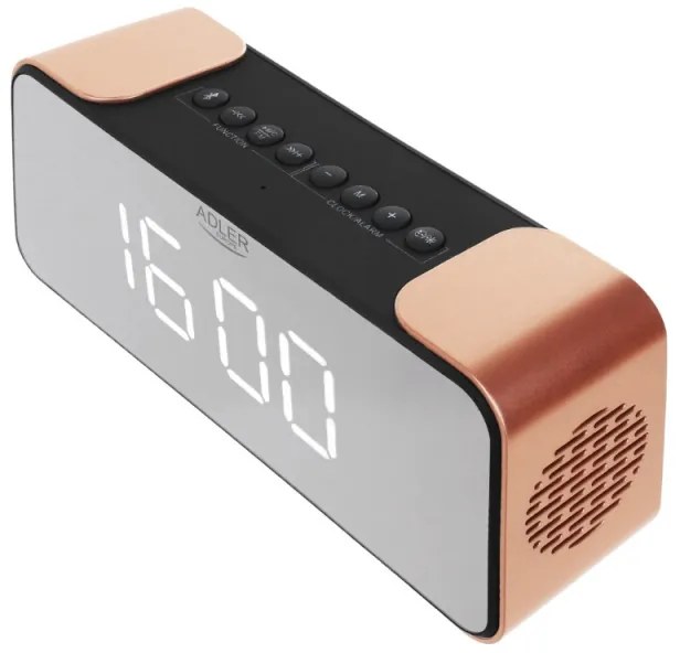 Radio cu ceas Adler AD 1190 Copper, Bluetooth, AUX, USB, SD card, LCD display, 2600 mAh, Cupru/Negru