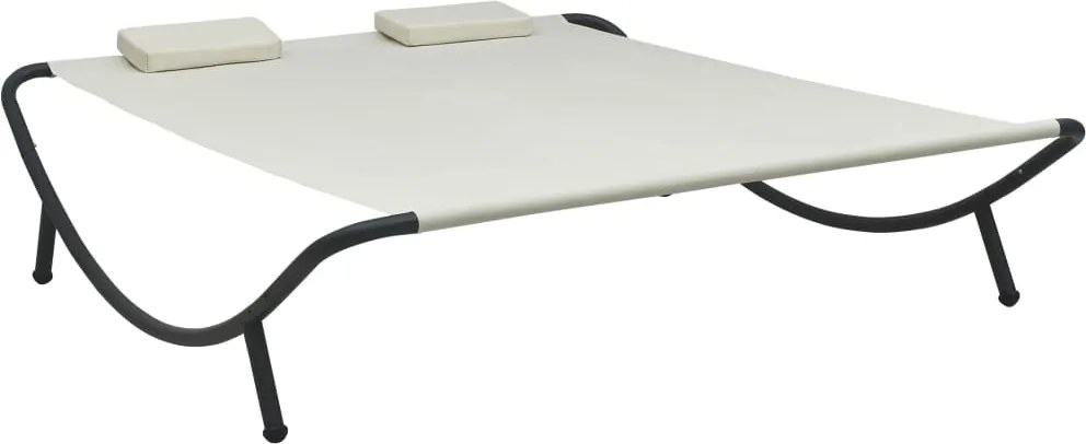 vidaXL Pat șezlong de exterior, crem, material textil