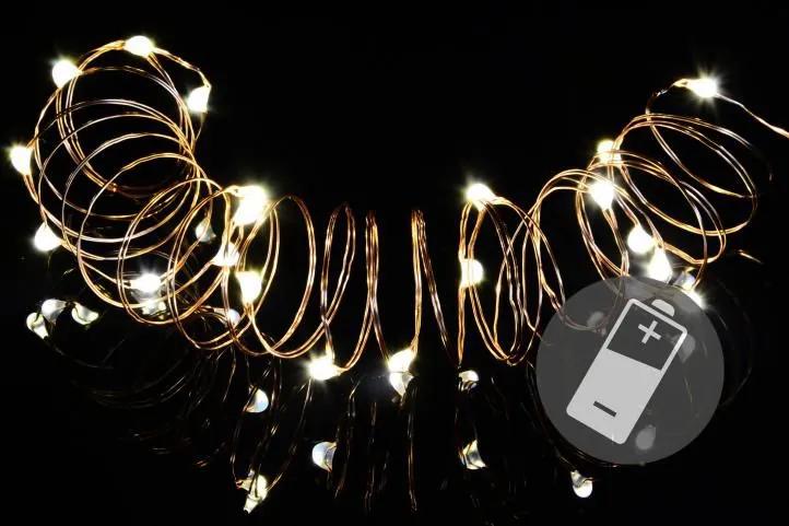 Lanț de lumini de Crăciun - 20 MINI LED-uri, alb cald