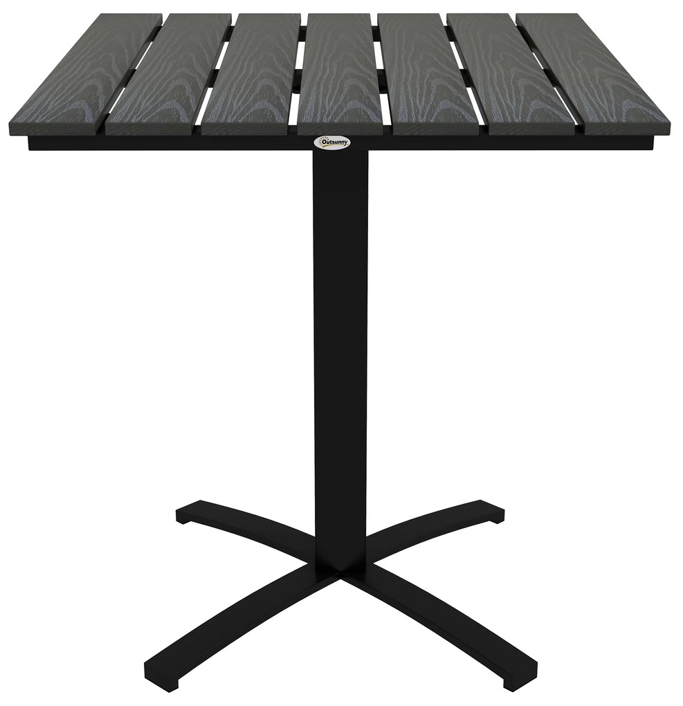 Outsunny Masa pentru terasă, pentru 4 persoane, cu aspect de lemn, cadru din aluminiu, 70 x 70 x 76 cm, Gri | Aosom Romania