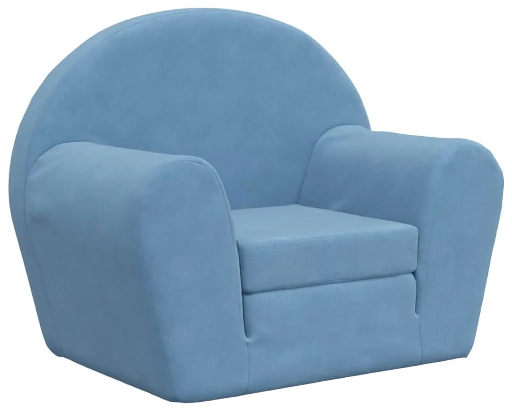 341777 vidaXL Canapea extensibilă pentru copii, albastru, pluș moale