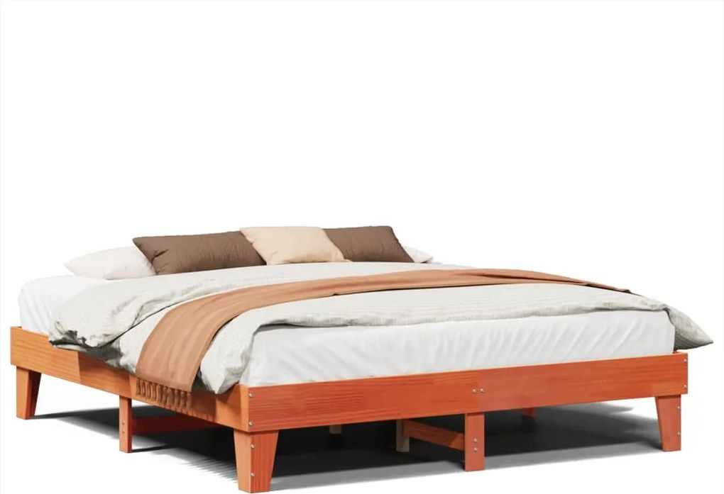 vidaXL Cadru de pat fără saltea, maro ceruit 200x200 cm lemn masiv pin