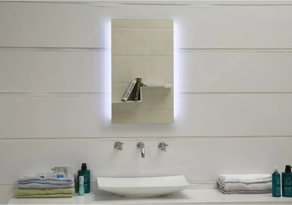 Oglinda cu iluminare LED si dezaburire Inter Ceramic forma dreptunghiulara 50x70 cm crom lucios