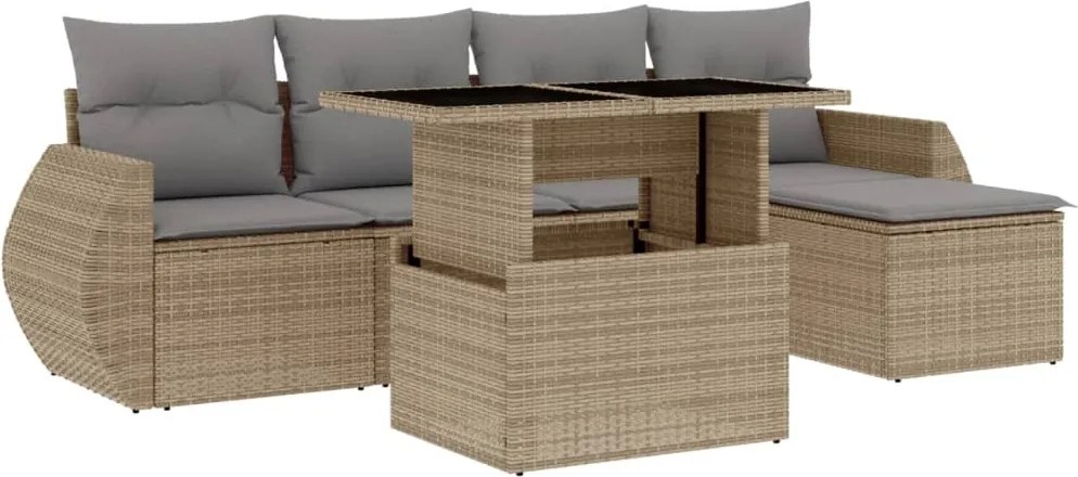 vidaXL Set canapele de grădină cu perne, 6 piese, bej, poliratan