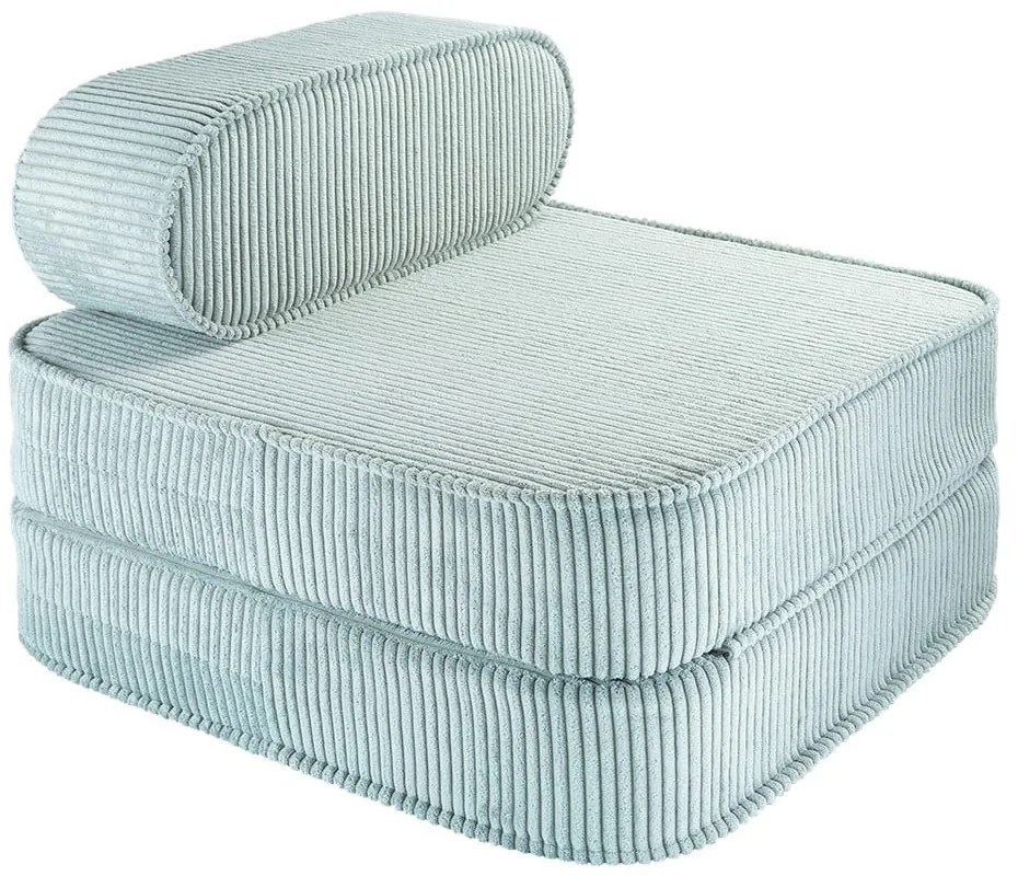 Fotoliu de copii verde mentă cu tapițerie din catifea reiată Flip – Wigiwama