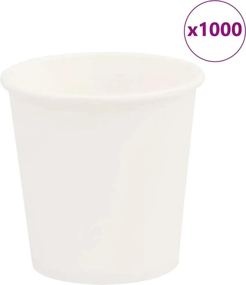 vidaXL Cești de cafea din hârtie 1000 buc 4oz 100ml alb