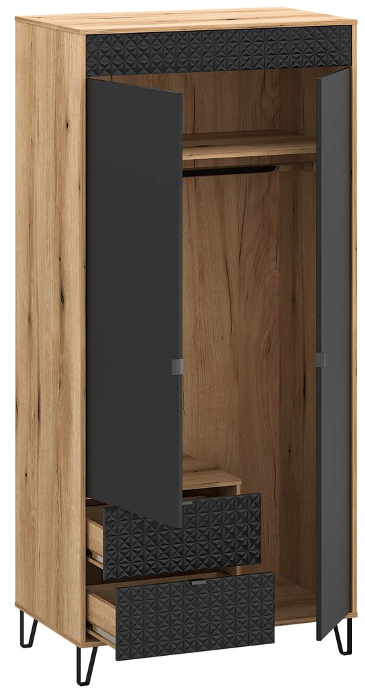 Dulap de haine Botones 1 (stejar evoke + negru) . 1116771