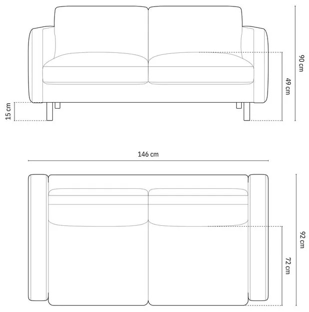 Canapea 2 locuri Eden stofa L146 cm